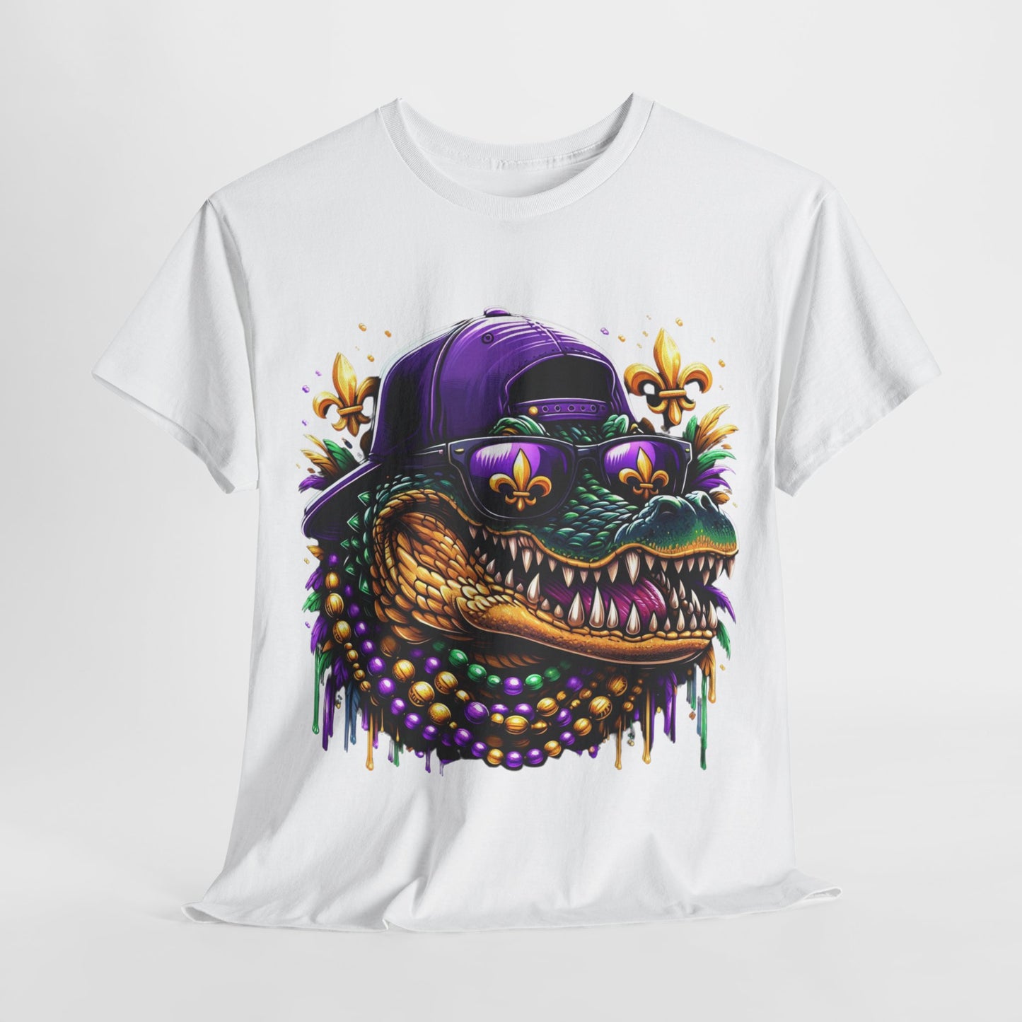 Mardi Gras Alligator Unisex Heavy Cotton Tee