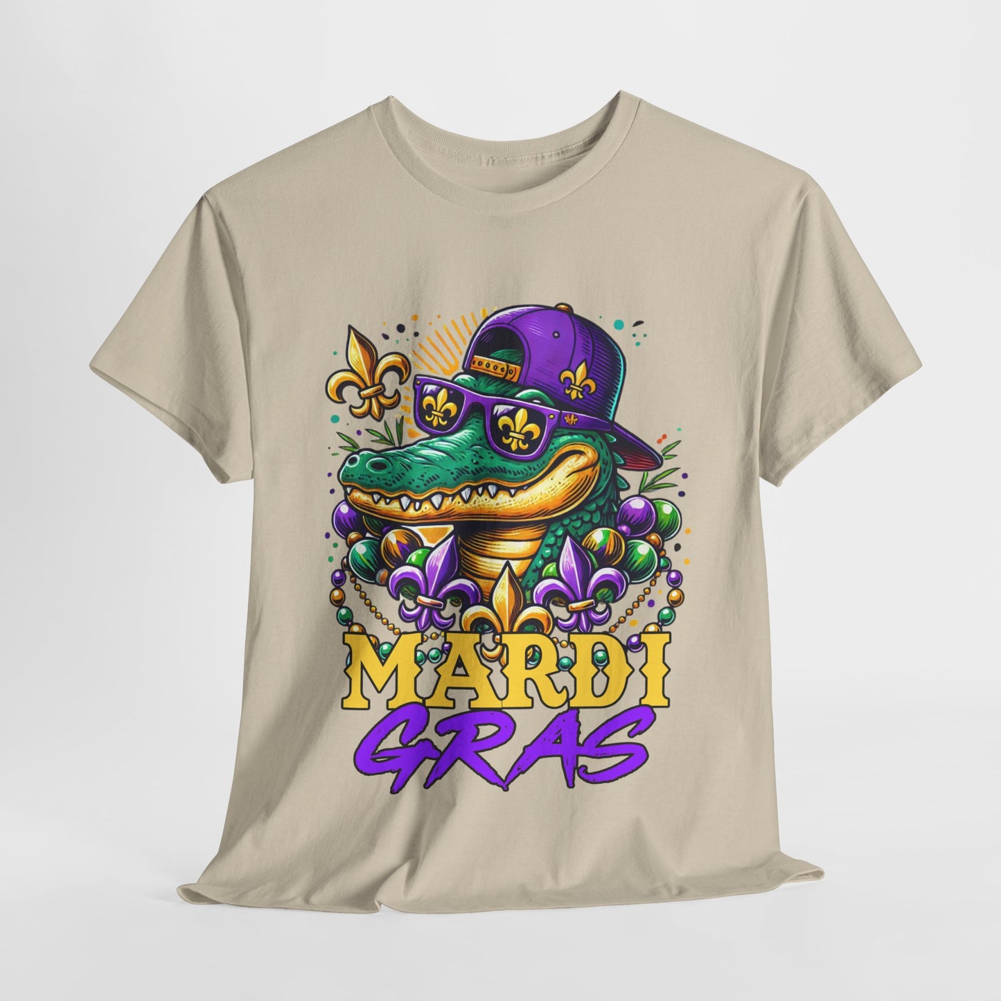 Mardi Gras Alligator Unisex Heavy Cotton Tee