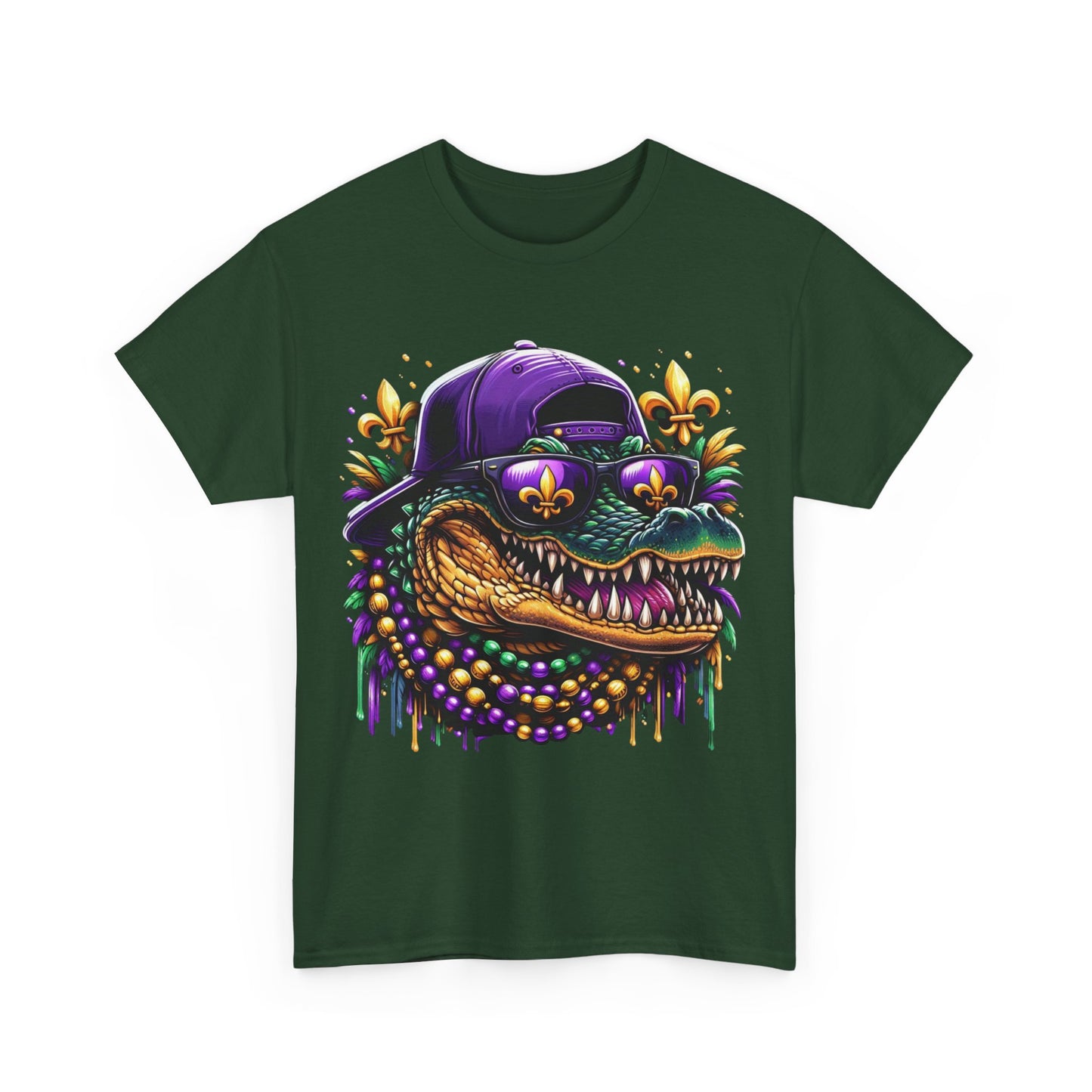 Mardi Gras Alligator Unisex Heavy Cotton Tee